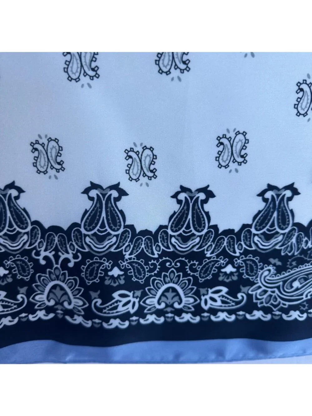 ❤️New Elegant Women Square Silky Soft Scarf Head Top hijab Navy Floral Paisley❤️